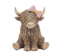 Lesser & Pavey Happy Highland, Highland Cow Pink Bow Figurines Statues For Home Decor | Ideal Ornaments Friendship Gifts For Women & Men | Lovely Table Centerpiece & Living Room Accessories