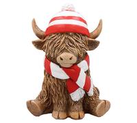 Lesser & Pavey Happy Highland, Highland Cow Scarf & Hat Figurines Statues For Home Decor | Ideal Ornaments Friendship Gifts For Women & Men | Lovely Table Centerpiece & Living Room Accessories