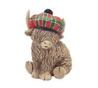 Lesser & Pavey Happy Highland, Highland Cow Tartan Hat Figurines Statues For Home Decor | Ideal Ornaments Friendship Gifts For Women & Men | Lovely Table Centerpiece & Living Room Accessories