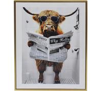 Lesser & Pavey Highland Cow Bathroom Canvas Wall Art Fun Animal Design Decorative Wall Art For Toilet Cloakroom And Home Décor