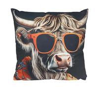 Lesser & Pavey Highland Cow Cushion by Urban Art | Decorative Throw Pillow with Highland Cow Illustration | Soft Furnishing for Sofa or Bed | Rustic Country Style | Gift for Animal and Art Lovers