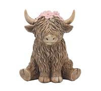 Lesser & Pavey Highland Cow Flowers Home Decor Figurine | Floral Theme, Rustic Charm, Textured Surface, Freestanding Design, Table Display, Collector Piece