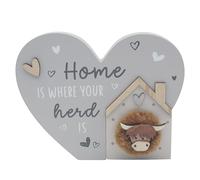 Lesser & Pavey Highland Cow Home Heart Home Decor Hanging Plaque
