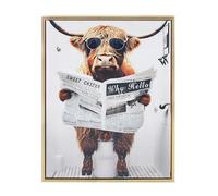 Lesser & Pavey Highland Cow Loo Home Decor Stylish Canvas Wall Art