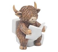 Lesser & Pavey Highland Cow Sitting on Toilet Ornament l LP75453