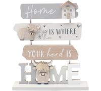 Lesser & Pavey Love & Affection Highland Cow Wooden Plaque - Home For Home Decor & Gift | Wooden and Acrylic Plaques For Home and Office | Ideal Signs & Plaque Birthday Gifts For Women & Men