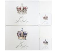 Lesser & Pavey His Lordship & Her Ladyship Coaster & Placemats Set of 2