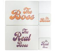Lesser & Pavey His N Hers Boss & Real Boss Coaster and Placemats Set of 2