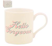 Lesser & Pavey His N Hers Hello Gorgeous Mug 350ml for Coffee, Tea and Hot Drinks | Reusable Fine China Tea & Coffee Mugs for Daily Use | Special Occation & Birthday Gifts for Women & Men