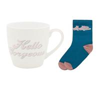Lesser & Pavey His N Hers Hello Gorgeous Mug & Sock Gift Set 480ml for Coffee, Tea and Hot Drinks | Fine China Coffee Mugs for Daily Use | Practical Drinkware Gifts for Women & Men