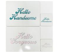 Lesser & Pavey His N Hers Hello Handsome & Hellogorgeous Coaster X 2 And Placemats X 2 Set For Kitchen & Home | Durable Table Mats & Coasters For Daily Use | Stylish Accessories Gifts for Women & Men