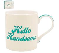 Lesser & Pavey His N Hers Hello Handsome Mug 350ml for Coffee, Tea and Hot Drinks | Reusable Fine China Tea & Coffee Mugs for Daily Use | Special Occation & Birthday Gifts for Women & Men