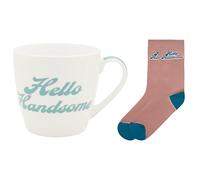 Lesser & Pavey His N Hers Hello Handsome Mug & Sock Gift Set 480ml for Coffee, Tea and Hot Drinks | Fine China Coffee Mugs for Daily Use | Practical Drinkware Gifts for Women & Men