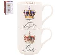 Lesser & Pavey His N Hers His Lordship & Her Ladyship Stacking Mugs Set of 2 275ml for Coffee, Tea and Hot Drinks | Fine China Coffee Mugs for Daily Use | Practical Drinkware Gifts for Women & Men