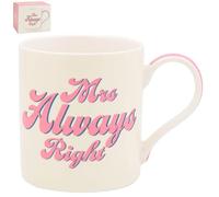 Lesser & Pavey His N Hers Mrs Always Right Mug 350ml for Coffee, Tea and Hot Drinks | Reusable Fine China Tea & Coffee Mugs for Daily Use | Special Occation & Birthday Gifts for Women & Men