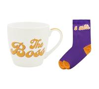 Lesser & Pavey His N Hers The Boss Mug & Sock Gift Set 480ml for Coffee, Tea and Hot Drinks | Reusable Fine China Tea & Coffee Mugs for Daily Use | Special Occation & Birthday Gifts for Women & Men