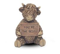 Lesser & Pavey Hughie Highland Cow The Best Decor Figurine | Inspirational Theme, Charming Character, Detailed Finish, Freestanding Accent, Ideal for Home and Office Decor, Gift Ready