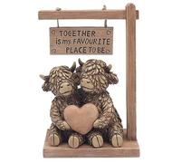 Lesser & Pavey Hughie Highland Cow Together Figurine For Home & Office | Home Decor Ornaments Gift For Women & Men | Beautiful Figurine For Indoor & Outdoor | Living Room Decor Ornaments