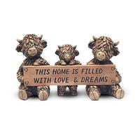 B&Q Figurine Hughie Highland Cow - Home Decor Table Centerpiece Gift