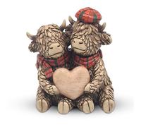 Lesser & Pavey Hughie Highland Cows Tartan Figurines Statues For Home Decor | Ideal Ornaments Friendship Gifts For Women & Men | Lovely Table Centerpiece & Living Room Accessories
