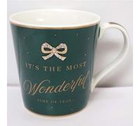 Lesser & Pavey It's The Most Wonderful Time Of The Year Christmas Mug - Green - Gift Idea for Christmas Xmas - Xmas Themed Mug, UK Design, Hot Drinks, Tea, Coffee - Christmas Drinkware - Christmas Mug