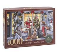 Christmas Jigsaw Puzzle 1000 Piece Stocking Filler - Dog & Cat Christmas Window