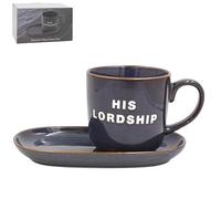 Lesser & Pavey Just Saying Mugs & Gifts His Lordship Snack Set - Blue | Bone China Mug & Snack Tray Set | Large Coffee Cup & Plate | Gift Set for Tea, Coffee, Cappuccino & Kitchen Drinkware Lovers
