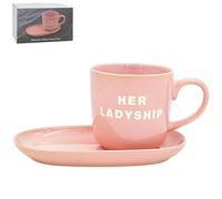 Lesser & Pavey Just Saying Tea Time Snack Set Blue/Grey | Ceramic Mug & Matching Snack Plate | Coffee & Tea Gift Set for Home, Office, Kitchen | Large Mug for Tea, Coffee & Hot Drinks