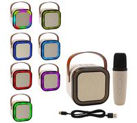 Lesser & Pavey Kids Karaoke Machine 2 Microphones For Play & Singing | Mini Microphone Toys for Boys & Girls Birthday Presents | Musical Karaoke Microphones for Entertainment & Gifts - Beige