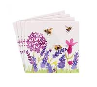 Lesser & Pavey Lavender & Bees Ceramic Coasters Set | Set of 4 Ceramic Coaster Set For All Modern Kitchens or Offices | Lavender & Bees Drinks Coasters Sets With Lovely Design - Jennifer Rose Gallery