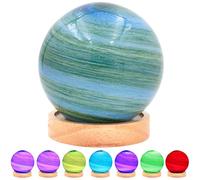 Lesser & Pavey LED Cosmic Planet Lamp Green 12cm | USB Powered LED Night Light | Touch Control Bedside Table Lamp | Soft Glow Desk Lighting | Kids & Adults Ambient LED Lamp