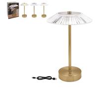 Lesser & Pavey Led Touch Lamp Gold For Living Room & Bedroom | Rechargeable Bedside Table Lamp For Night Light | Stylish Desk Lamp For Reading & Study | Ideal LED Lighting For Camping