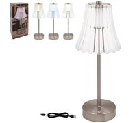 Lesser & Pavey Led Touch Lamp Silver For Living Room & Bedroom | Rechargeable Bedside Table Lamp For Night Light | Stylish Desk Lamp For Reading & Study | Ideal LED Lighting For Camping