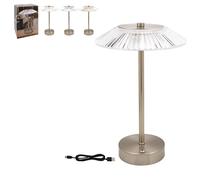 Lesser & Pavey Led Touch Lamp Silver For Living Room & Bedroom | Rechargeable Bedside Table Lamp For Night Light | Stylish Desk Lamp For Reading & Study | Ideal LED Lighting For Camping