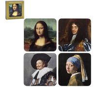 Lesser & Pavey Leonardo Da Vinci's Famous Monalisa Portrait and Assorted Portrait Coasters | Decorative Coasters For Your Kitchen and Dining | Pack Of 4
