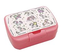 Lesser & Pavey Little Stars Plastic Lunch Box - Easy Open Lid - (Pink Unicorn Design)