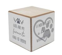 Lesser & Pavey Love & Affection Cat Wooden Cube Ornaments For Home Decor | Friendship Gifts For Women & Men | Lovely Cube For Shelves & Living Room Accessories | Modern Decorative Home Accessories