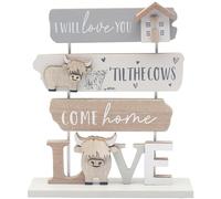 Lesser & Pavey Love & Affection Highland Cow Wooden Plaque - Love For Home Decor & Gift | Wooden and Acrylic Plaques For Home and Office | Ideal Signs & Plaque Birthday Gifts For Women & Men