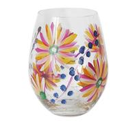 Lesser & Pavey Lynsey Johnstone Summer Daisies Stemless Glass for Home, Kitchen, Restaurant & Parties | Lovely Stemless Glassware for Drinks | Beautiful Gift for Women, Men, Wedding & Christmas