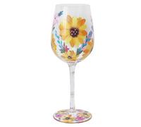 Lesser & Pavey Lynsey Johnstone Sunflowers Wine Glass | Floral Wine Glass for Red & White Wine | Hand Printed and Ml Gift for Women & Mums | Drinking Glass for Home Bars, Parties, Dining