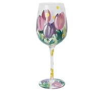 Lesser & Pavey Lynsey Johnstone Tulips Wine Glass | Floral Wine Glass for Red & White Wine | Hand Printed and Ml Gift for Women & Mums | Stylish Drinking Glass for Home Bars, Parties, Dining