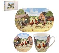 Lesser & Pavey Macneil Cockerel & Hen Coaster Tray & Mug Tea Set