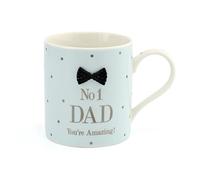 Lesser & Pavey Mad Dots Black Tie Dad Mug, Fine China, Blue, 8.5 x 8.5 x 9 cm, LP33736