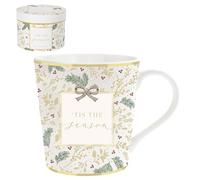 Lesser & Pavey Madelaine by Hearts Design Madelaine Xmas Mug White for Hot Drinks | Reusable Fine China Coffee Cups for Kitchen & Home | Durable Printed Tea Mugs for Every Occasion