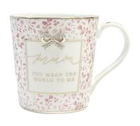 Lesser & PAVEY Madelaine by Hearts Design Mum You Mean The World to Me Fine China Mug for Home & Kitchen | Ceramic Mugs for Tea & Coffee | Lovely Cup Set for Mens Gifts & Birthday Gifts for Women
