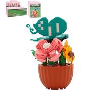 Lesser & Pavey Mini Bricks Flower With Butterfly Building Blocks For Home & Office | Artificial Flowers Mini Pots For Decor | Micro Bricks Sets For Adult & Kids | Lovely Gift For Women & Men
