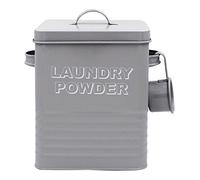 Lesser & Pavey New Sweet Home Laundry Powder Tin with Scoop, Metal, Grey, 18 x 15 x 25 cm