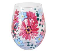 Lesser & Pavey Pink Gerbera Stemless Glass | Lovely Gift for Women & Men | Designed by Lynsey Johnstone | Luxury Wine Glass for Every Occasions