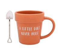 Lesser & Pavey Plant Pot Mug & Shovel Tea Spoon Gift Set - A Little Dirt in Terracotta | Size: 250ml Lesser & Pavey Terracotta 250ml