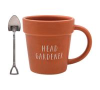 Lesser & Pavey Plant Pot Mug & Shovel Tea Spoon Gift Set - Head Gardener in Light Brown | Size: 250ml Lesser & Pavey Light Brown 250ml